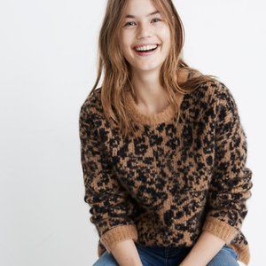 NWT Madewell Crewneck Pullover Sweater Leopard XS